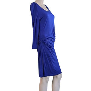Mango MNG Cobalt Blue Shirred Dress
